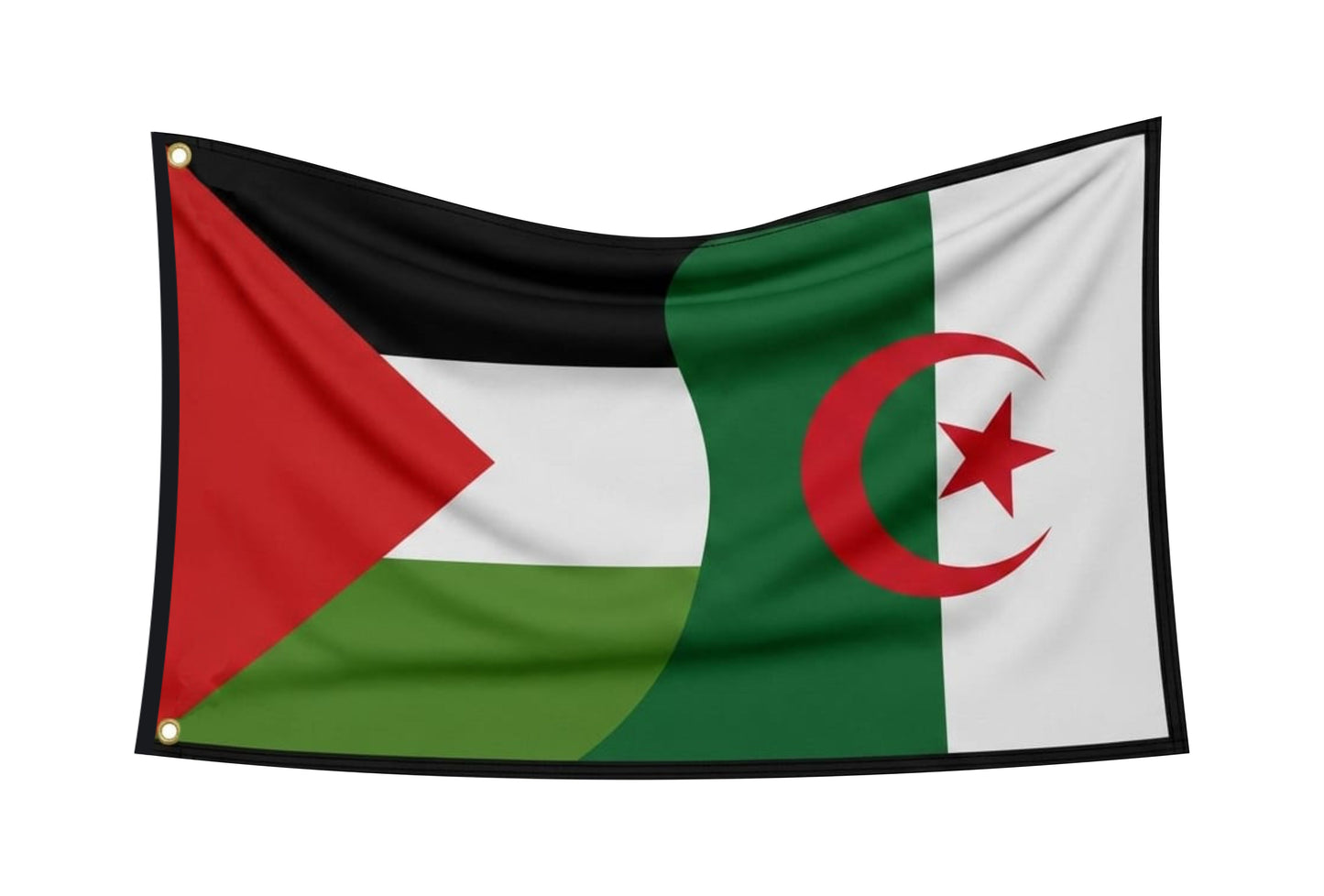 Drapeau Algérie X Palestine ( avec bordure )